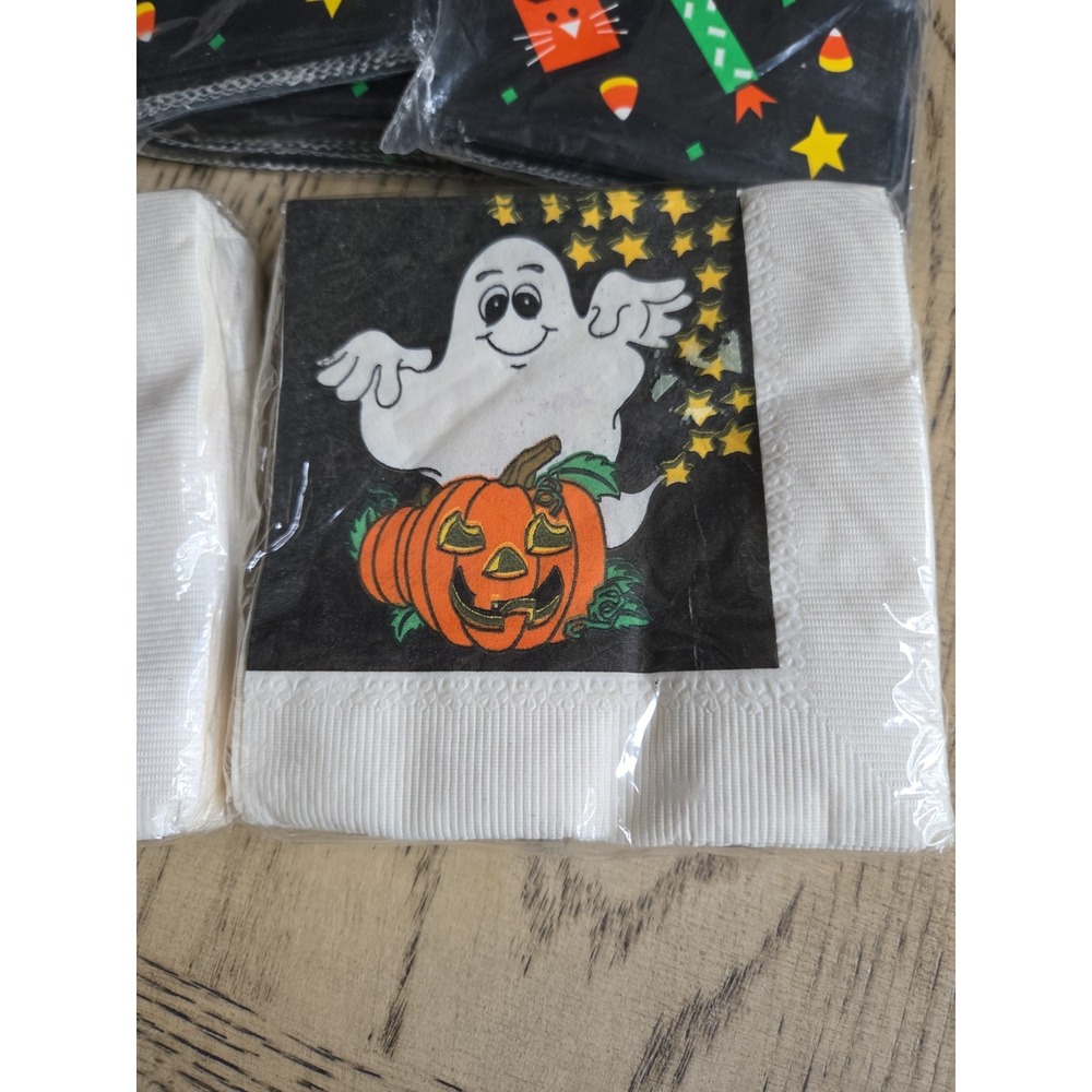Vintage Halloween Decor Party Napkins Plates Grab Bags New NOS Ghosts C A Reed - Picture 6 of 16